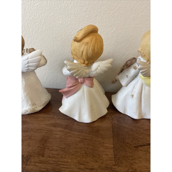 Vintage Homco #5551 Christmas Angels Musical Instruments Set of 4 Figurines - Picture 7 of 10